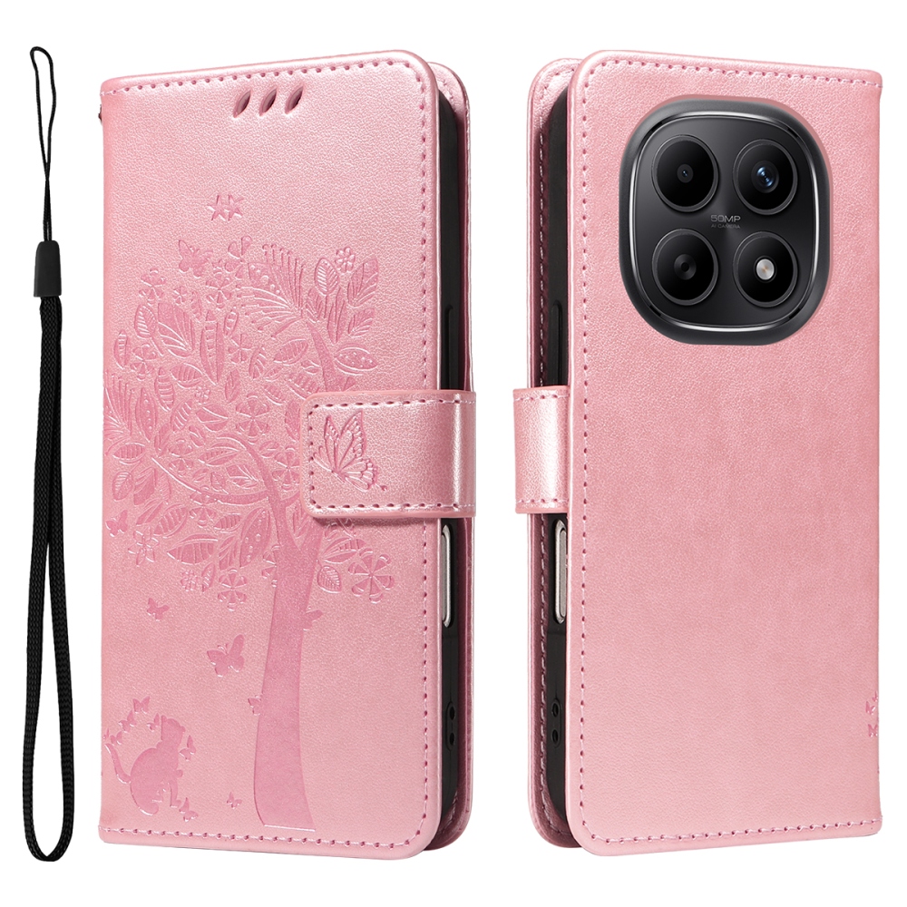 Trees knížkové pouzdro na Xiaomi Poco M8 5G/Redmi Note 15 5G/Note 15 4G - růžovozlaté