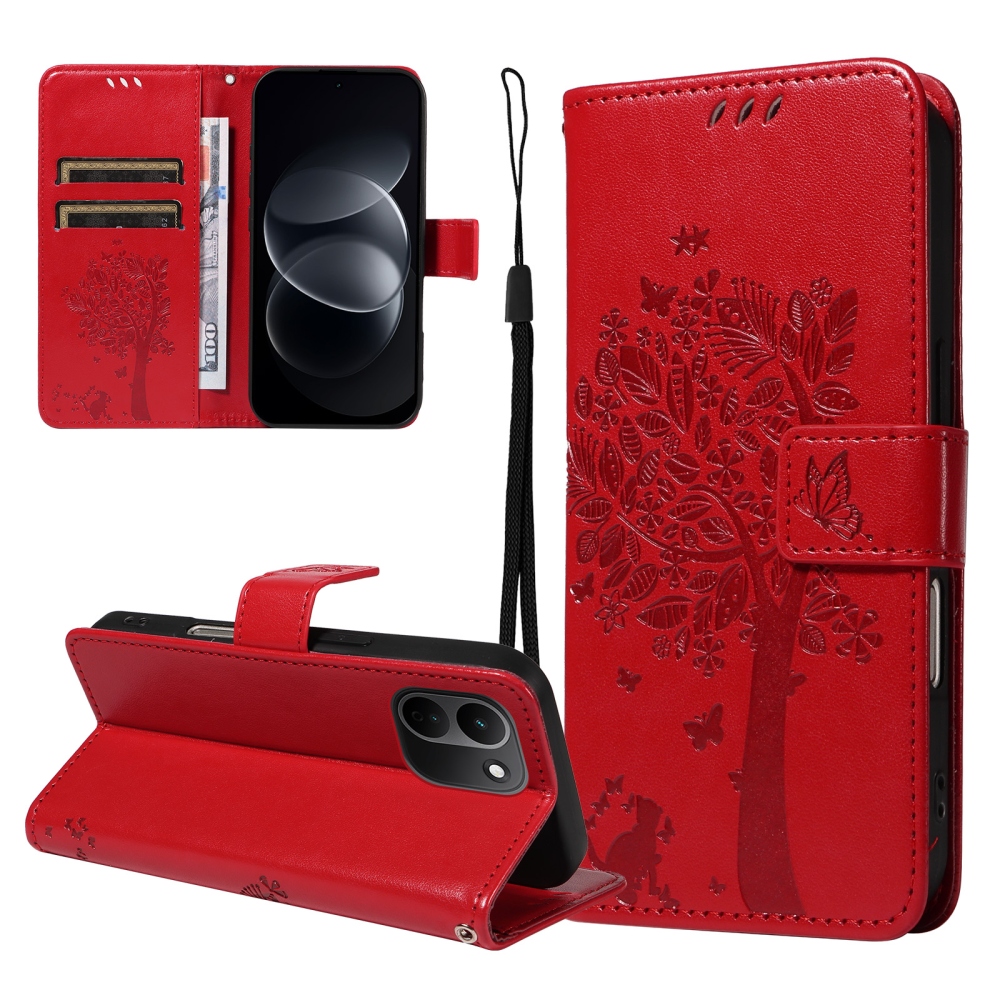 Trees knížkové pouzdro na Xiaomi Redmi Note 17 Pro Max 5G - červené