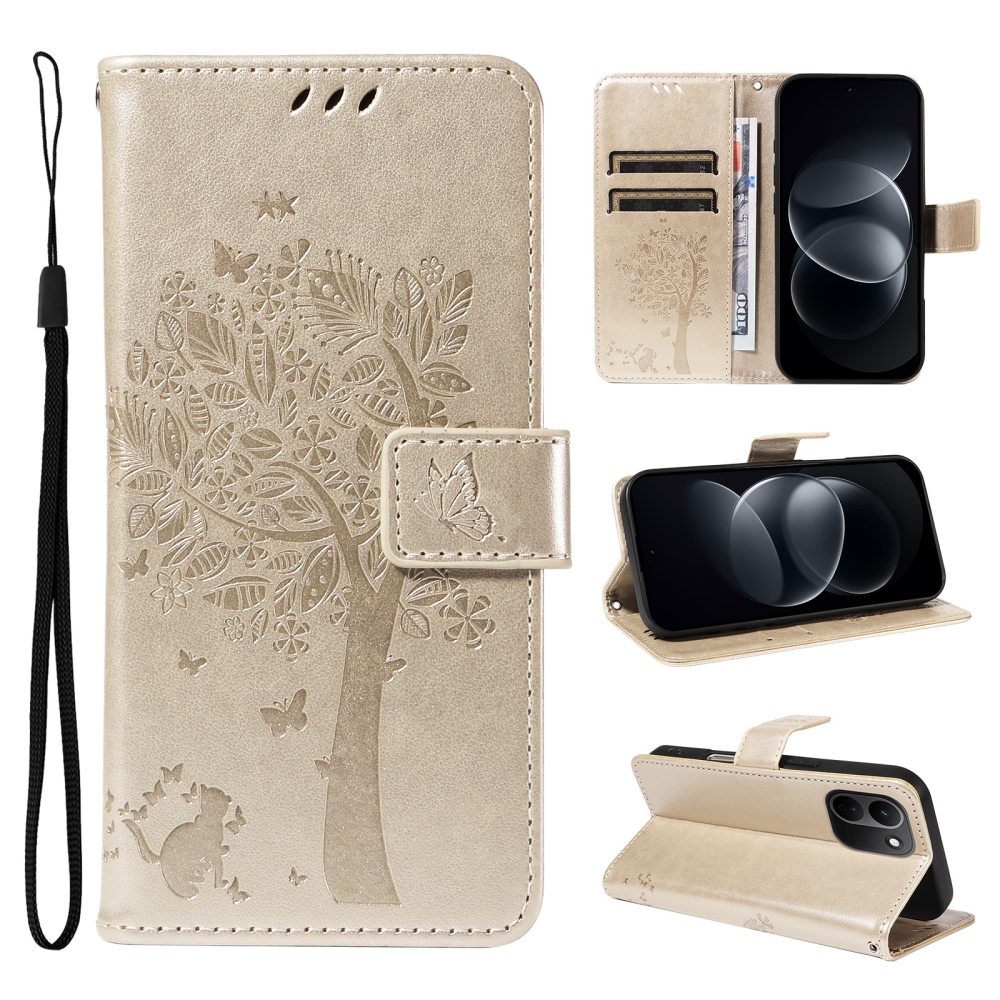 Trees knížkové pouzdro na Xiaomi Redmi Note 17 Pro Max 5G - zlaté