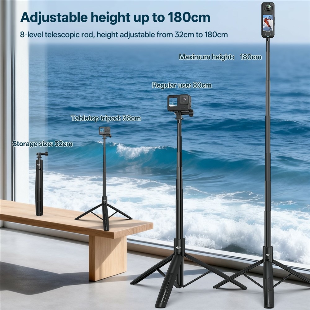 VRIG teleskopický stativ a selfie tyč 180 cm s magnetickým držákem