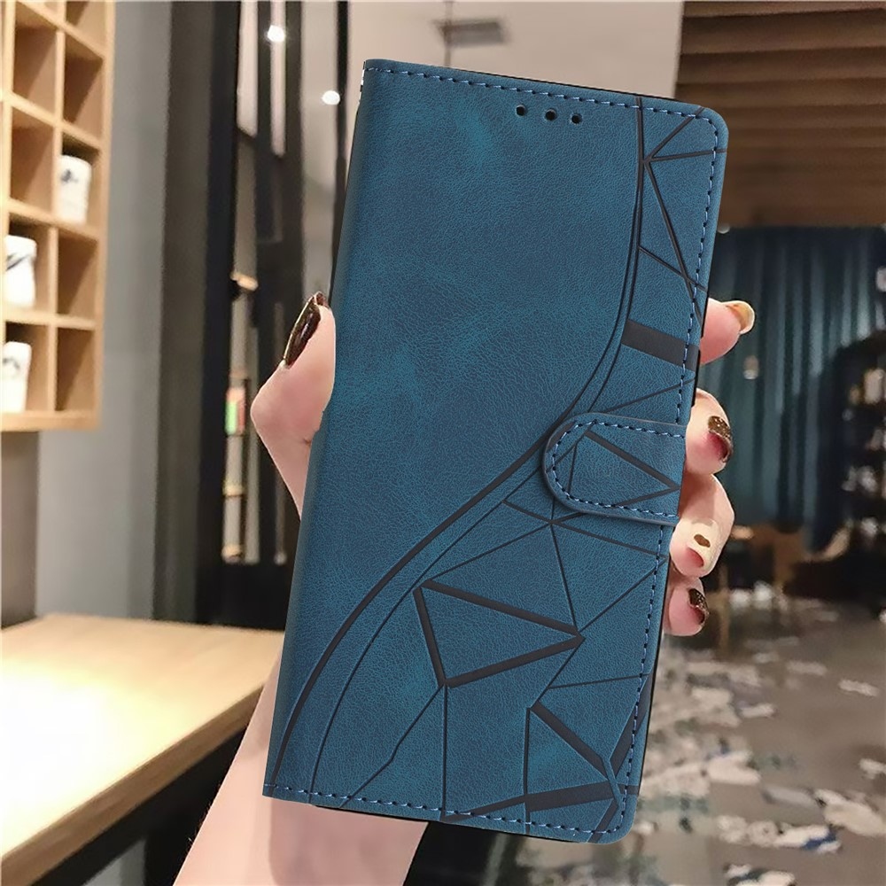 Triangly knížkové pouzdro na Samsung Galaxy A57 5G - modré