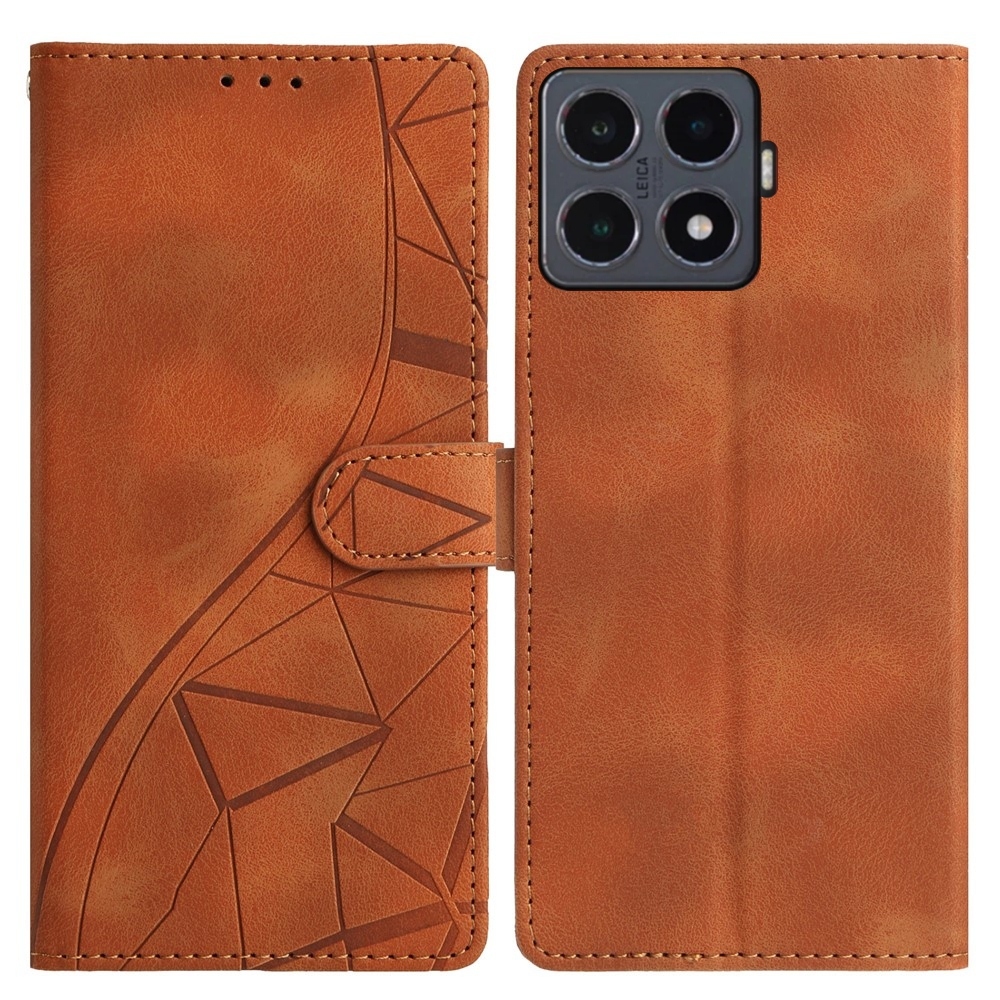 Triangly knížkové pouzdro na Xiaomi 15T Pro - hnědé