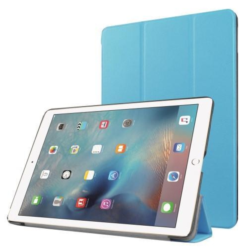 Trifold PU kožené polohovatelné pouzdro na iPad Pro 9.7 - světlemodré