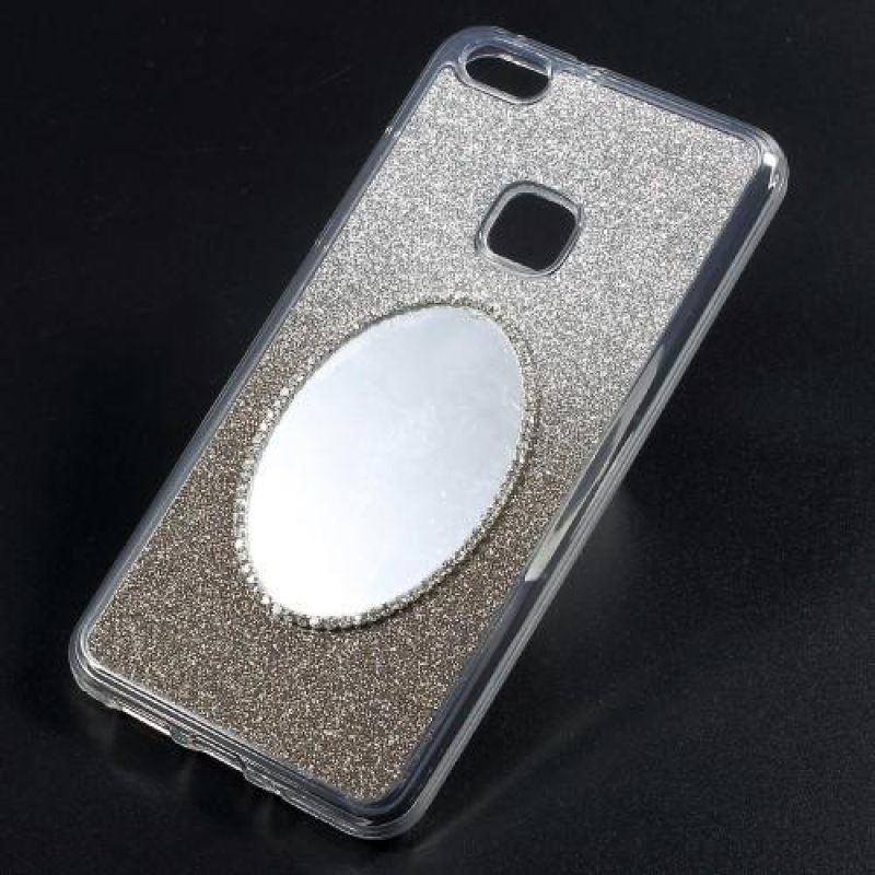 Třpytkový gelový obal na mobil se zrcátkem na Huawei P10 Lite - šedý