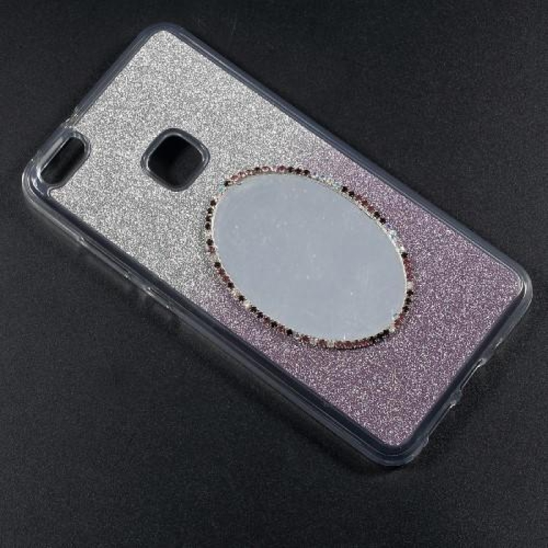Třpytkový gelový obal na mobil se zrcátkem na Huawei P10 Lite - světlefialový