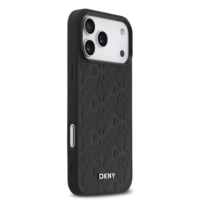 DKNY PU Leather Grid Pattern Magsafe Zadní Kryt pro iPhone 17 Pro Max Black