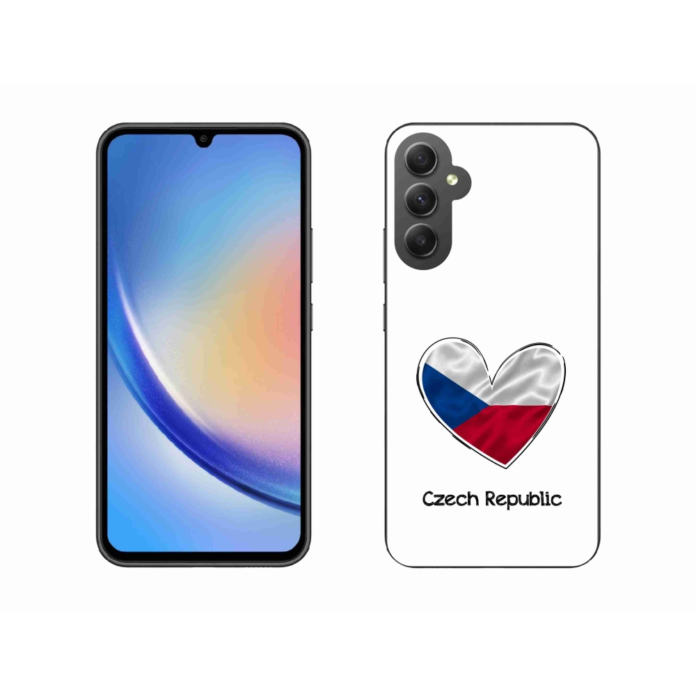 Gelový kryt mmCase na Samsung Galaxy A34 5G - vlajka srdce bílé pozadí