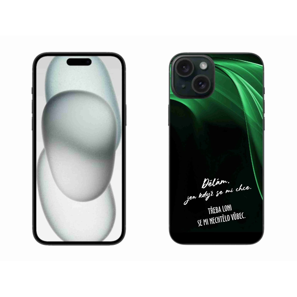 Gelový kryt mmCase na iPhone 15 Plus - vtipný text 12 černé pozadí