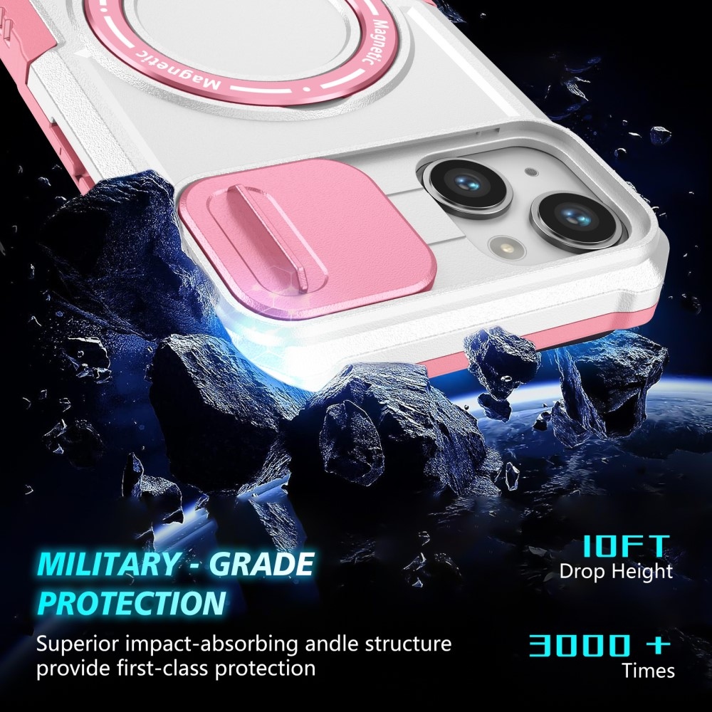 Fulcrum odolný kryt s ochranou fotoaparátu a s MagSafe na iPhone 14 - růžový/bílý