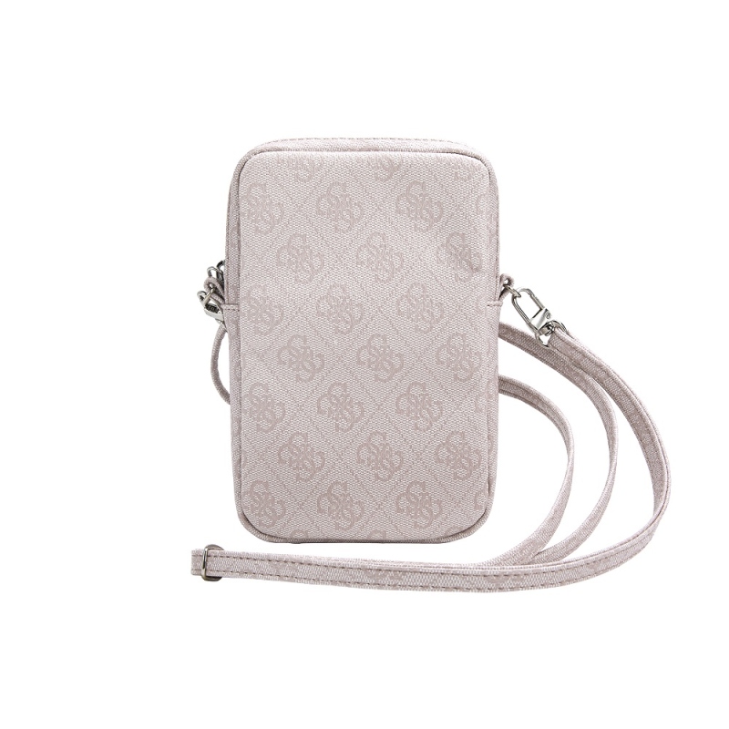 Guess PU 4G Triangle Logo Taška na Telefon se Zipem Pink