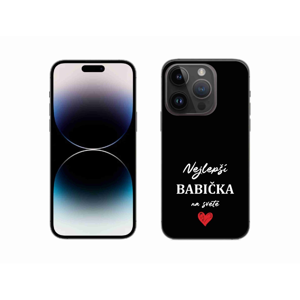 Gelový kryt mmCase na iPhone 14 Pro 6.1 - nejlepší babička 1 černé pozadí