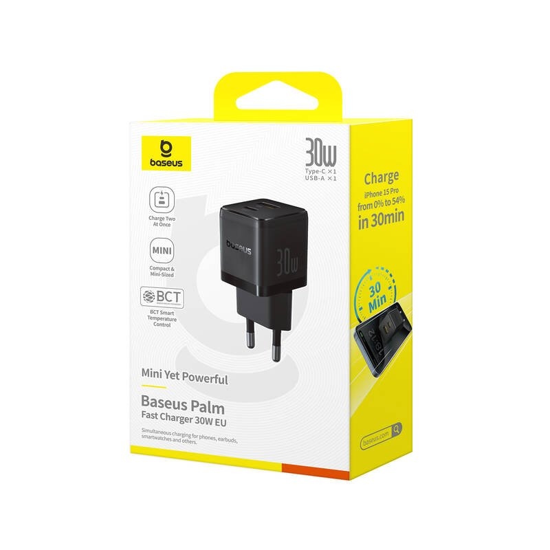 Baseus Palm Fast Nabíječka USB-A + USB-C 30W Black