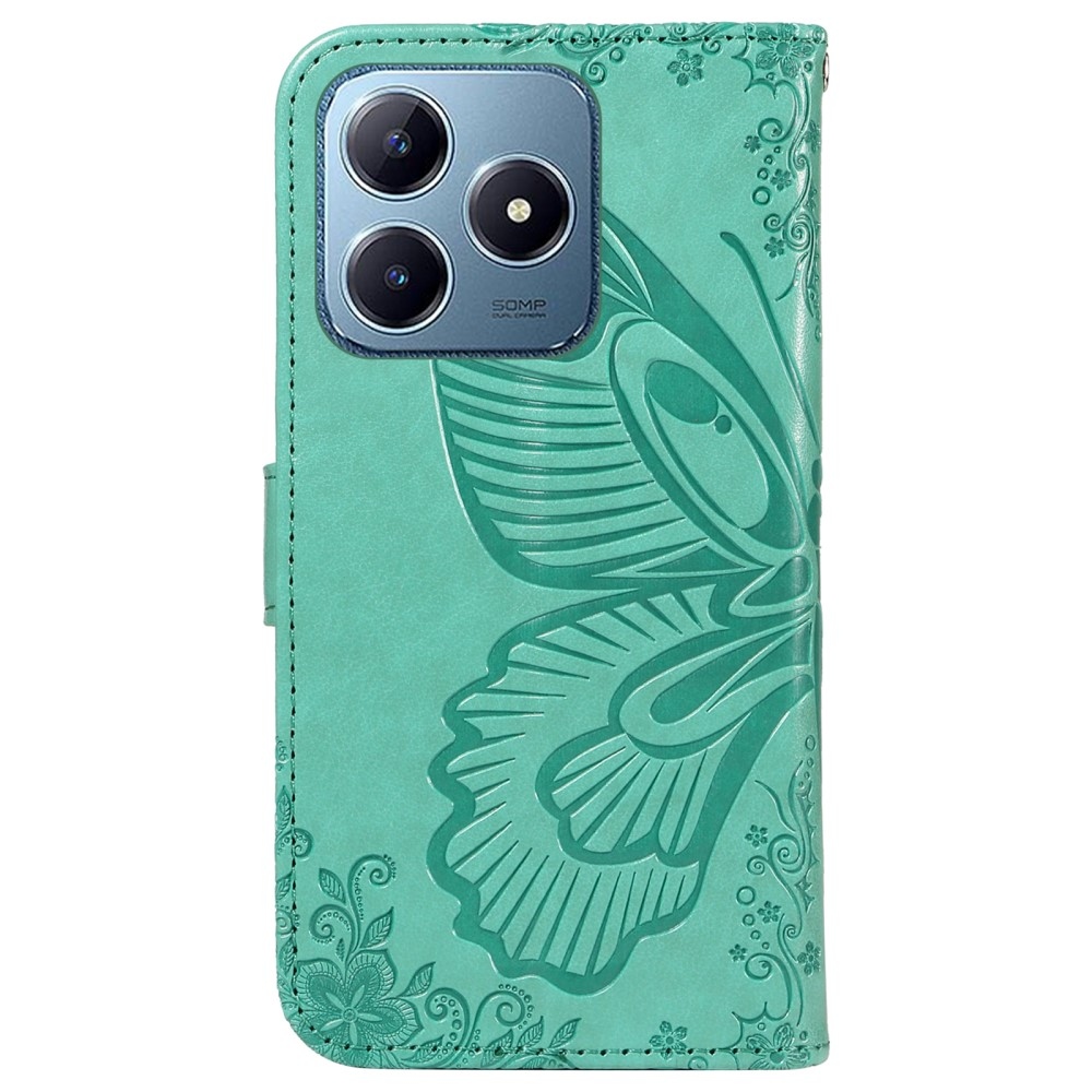 Floral Butterfly knížkové pouzdro na Realme C61/C63 - modrozelené