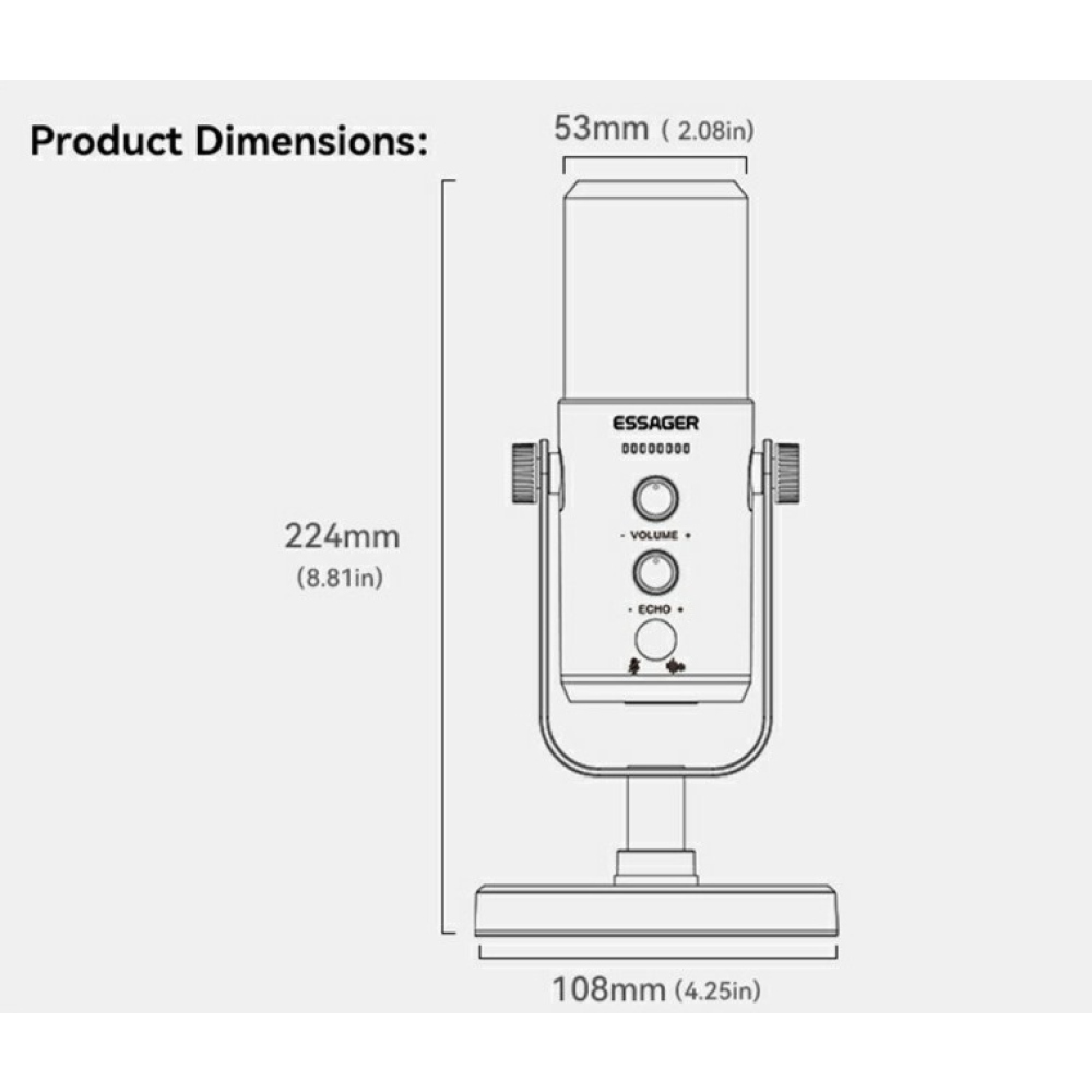 Essager stolní mikrofon XLR USB-C 3,5 mm s DSP redukcí šumu