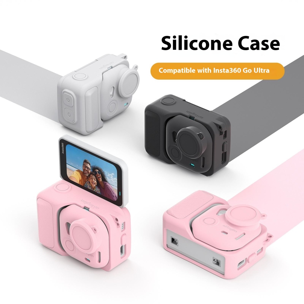 AMAGISN silikonové pouzdro s krytkou objektivu pro Insta360 GO Ultra - černé