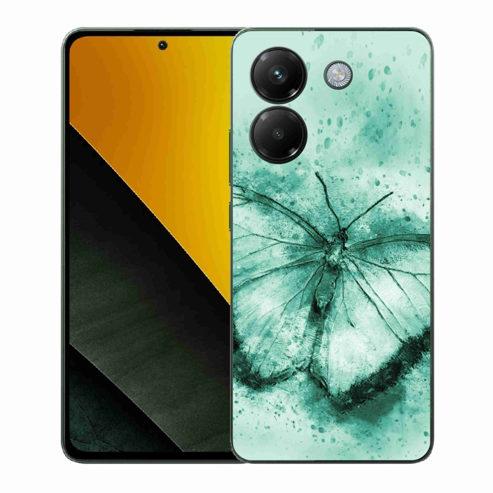 Gelový kryt mmCase na Xiaomi Poco M7 Pro 5G - zelený motýl
