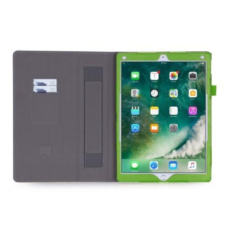 Two-point PU kožené pouzdro s dělenou chlopní na iPad Pro 12.9 - zelené