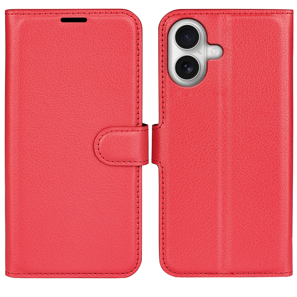 Litchi knížkové pouzdro na iPhone 17 - červené
