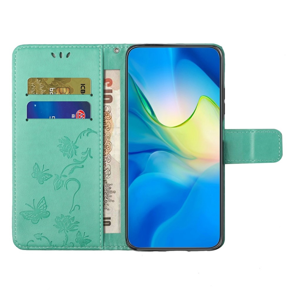 Flower knížkové pouzdro na Samsung Galaxy A26 5G - modrozelené
