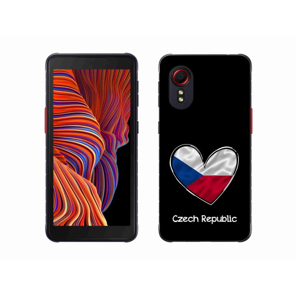 Gelový kryt mmCase na Samsung Galaxy Xcover 5 - vlajka srdce černé pozadí