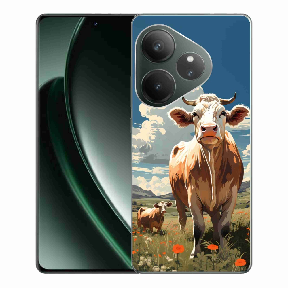 Gelový kryt mmCase na Realme GT 6 5G/GT 6T 5G - krávy na louce