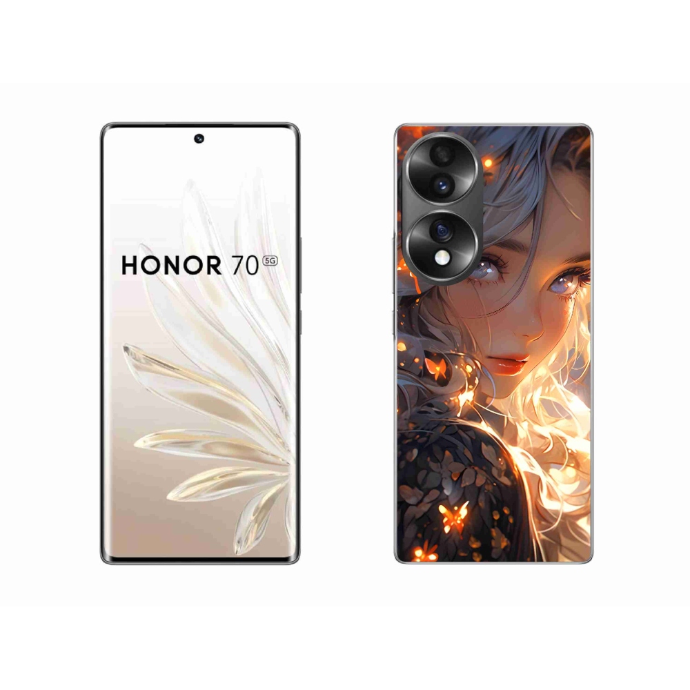Gelový kryt mmCase na Honor 70 - dívka a motýli