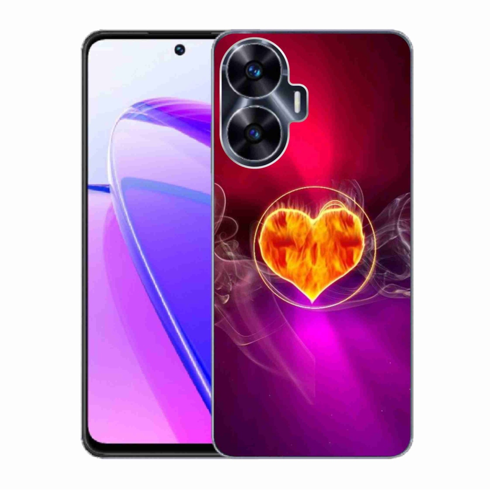 Gelový kryt mmCase na Realme C55 - ohnivé srdce