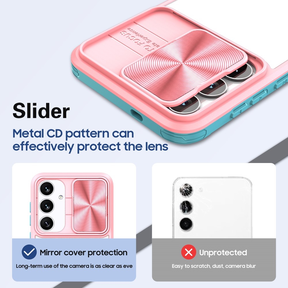Backplate odolný kryt s krytkou fotoaparátu na Samsung Galaxy S25+ - růžový/modrozelený