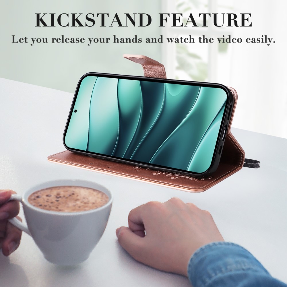 Big Butterfly knížkové pouzdro na Xiaomi Redmi Note 14 5G - růžovozlaté