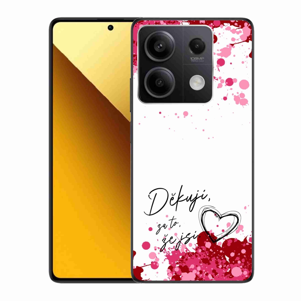 Gelový kryt mmCase na Xiaomi Redmi Note 13 5G - zamilovaný text 2 bílé pozadí