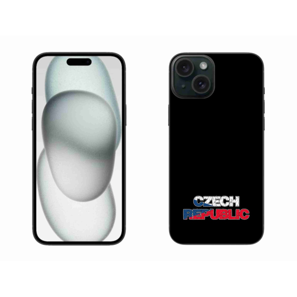 Gelový kryt mmCase na iPhone 15 Plus - Czech Republic černé pozadí