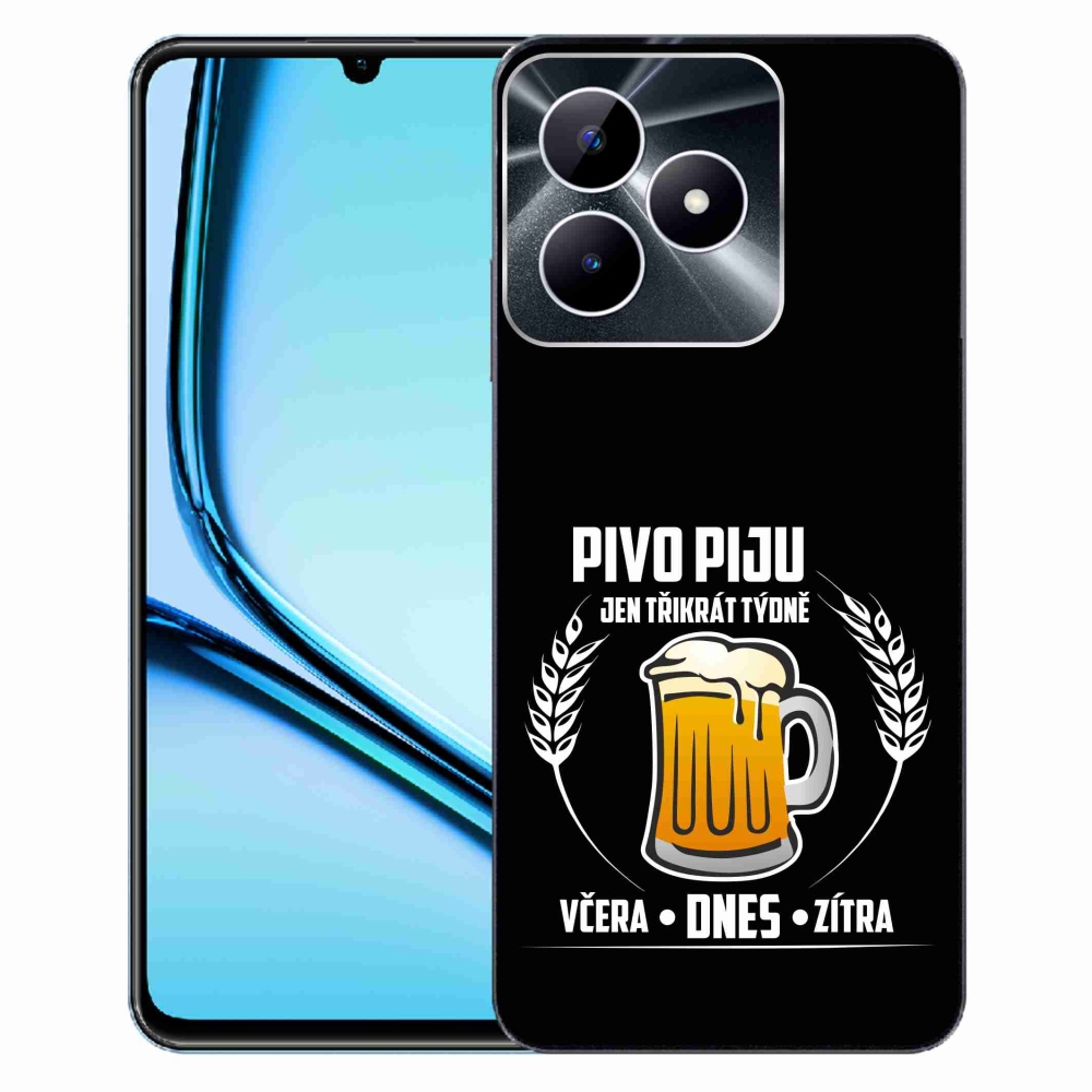 Gelový kryt mmCase na Realme Note 50 - pivní motiv černé pozadí