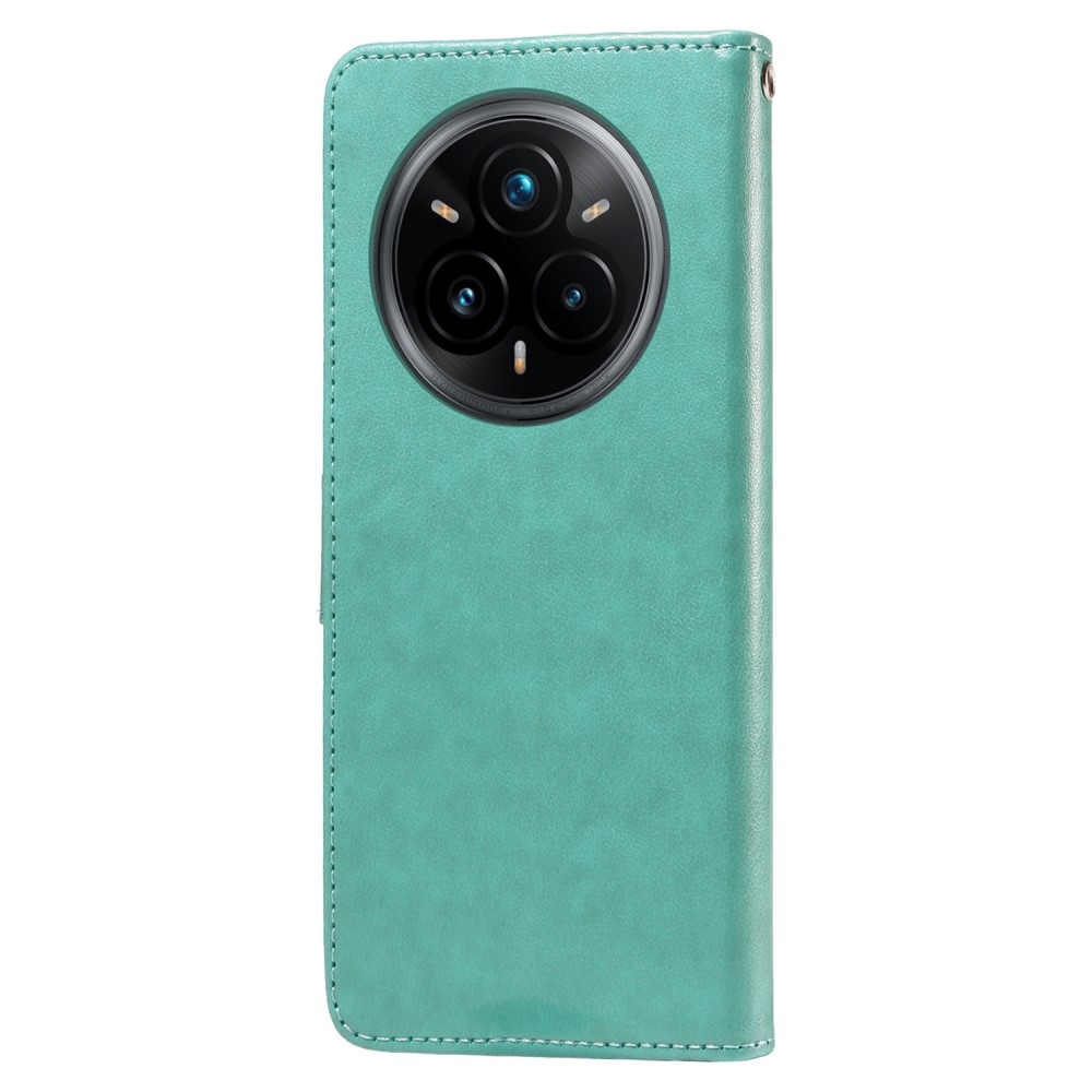 Flowery knížkové pouzdro na Realme 14 Pro+ 5G - modrozelené
