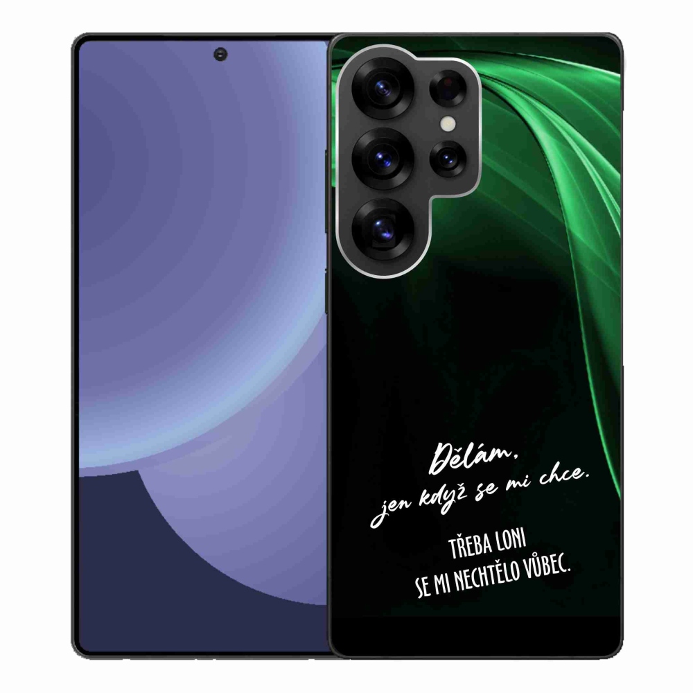 Gelový kryt mmCase na Samsung Galaxy S25 Ultra - vtipný text 12 černé pozadí