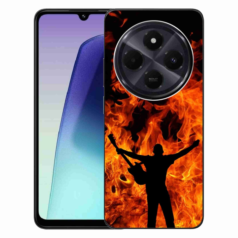 Gelový kryt mmCase na Xiaomi Redmi 14C/Poco C75 - muzikant a oheň