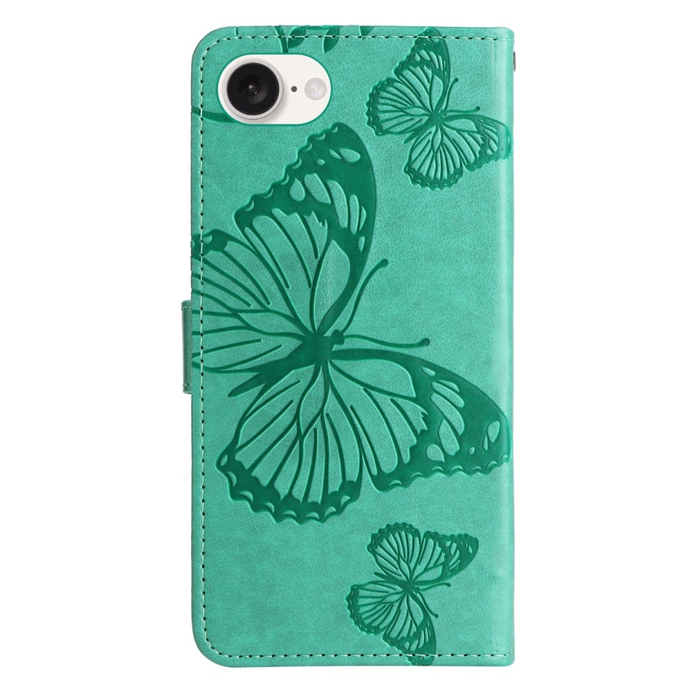 Big Butterfly knížkové pouzdro na iPhone 16e - modrozelené
