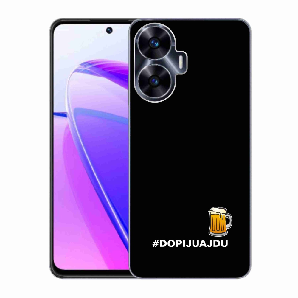 Gelový kryt mmCase na Realme C55 - pivní motiv 1 černé pozadí