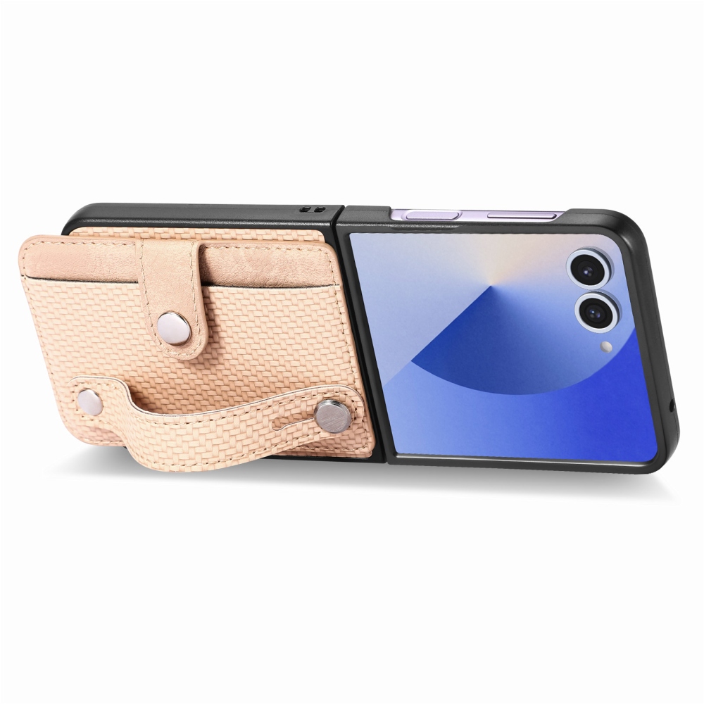 Wrisat plastový kryt s umělou kůží na Samsung Galaxy Z Flip7 5G - khaki