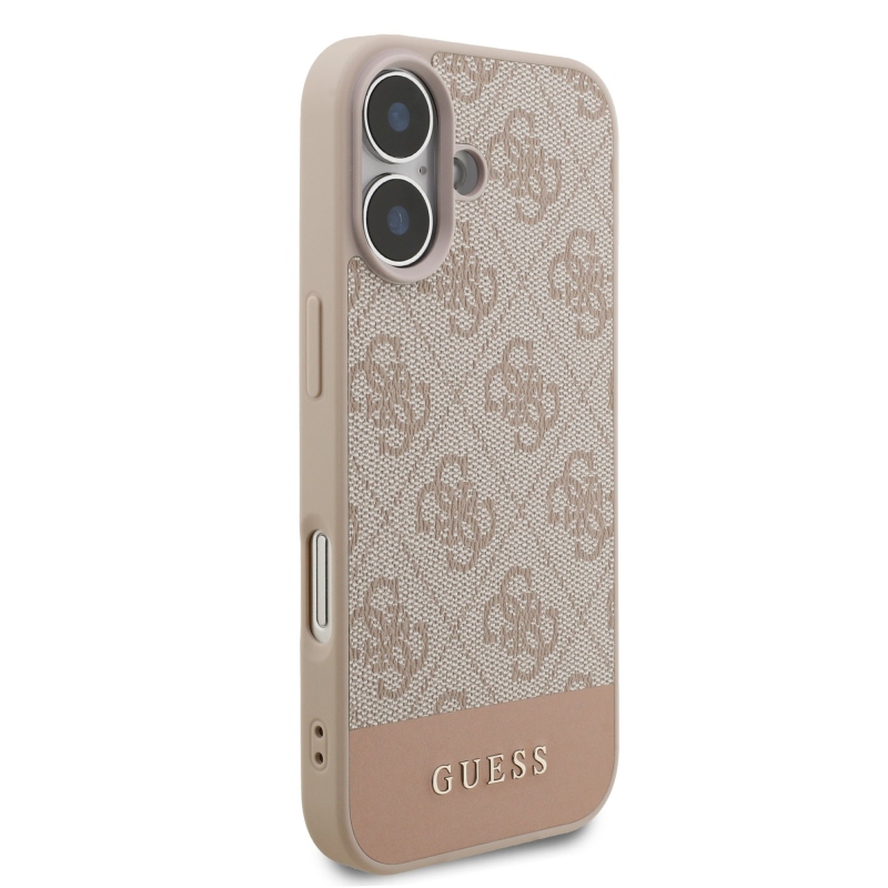 Guess PU 4G Stripe Zadní Kryt pro iPhone 17 Pink