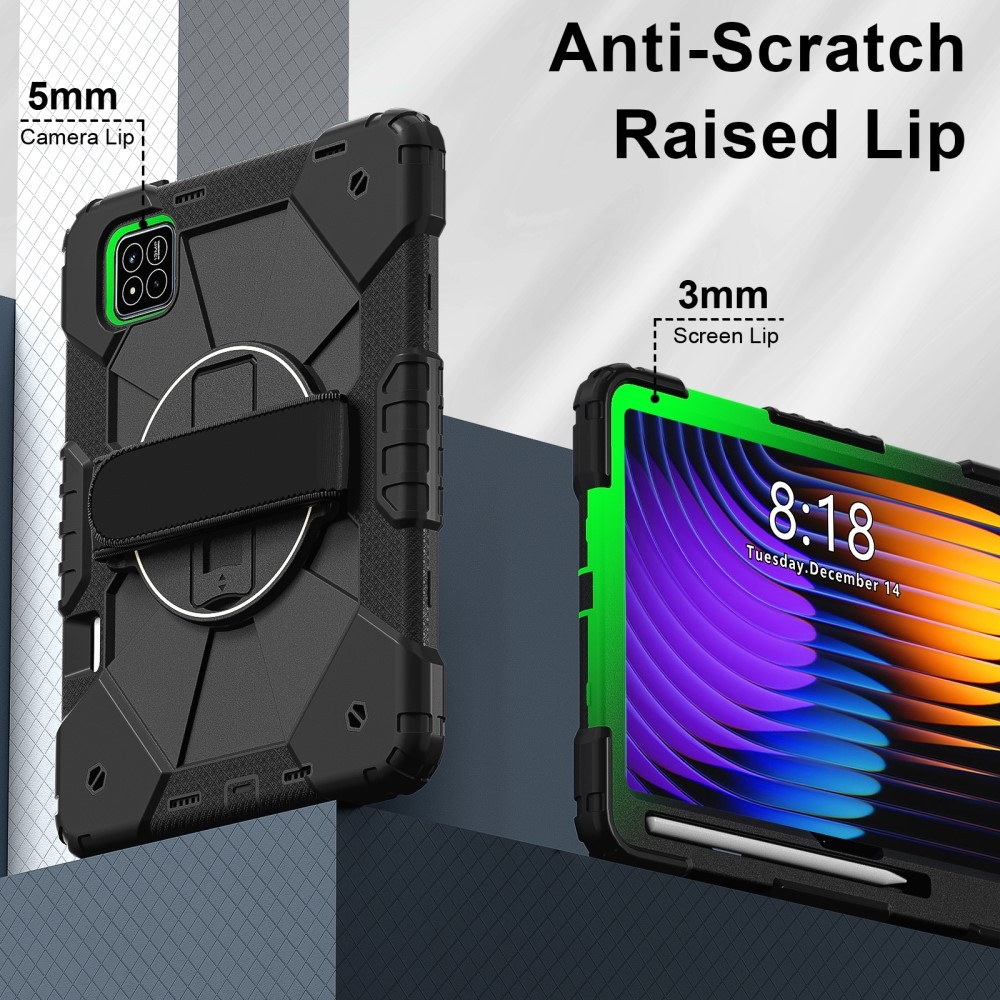 Strap odolný kryt s držákem na ruku a ramenním popruhem na Xiaomi Pad 7/7 Pro - černý