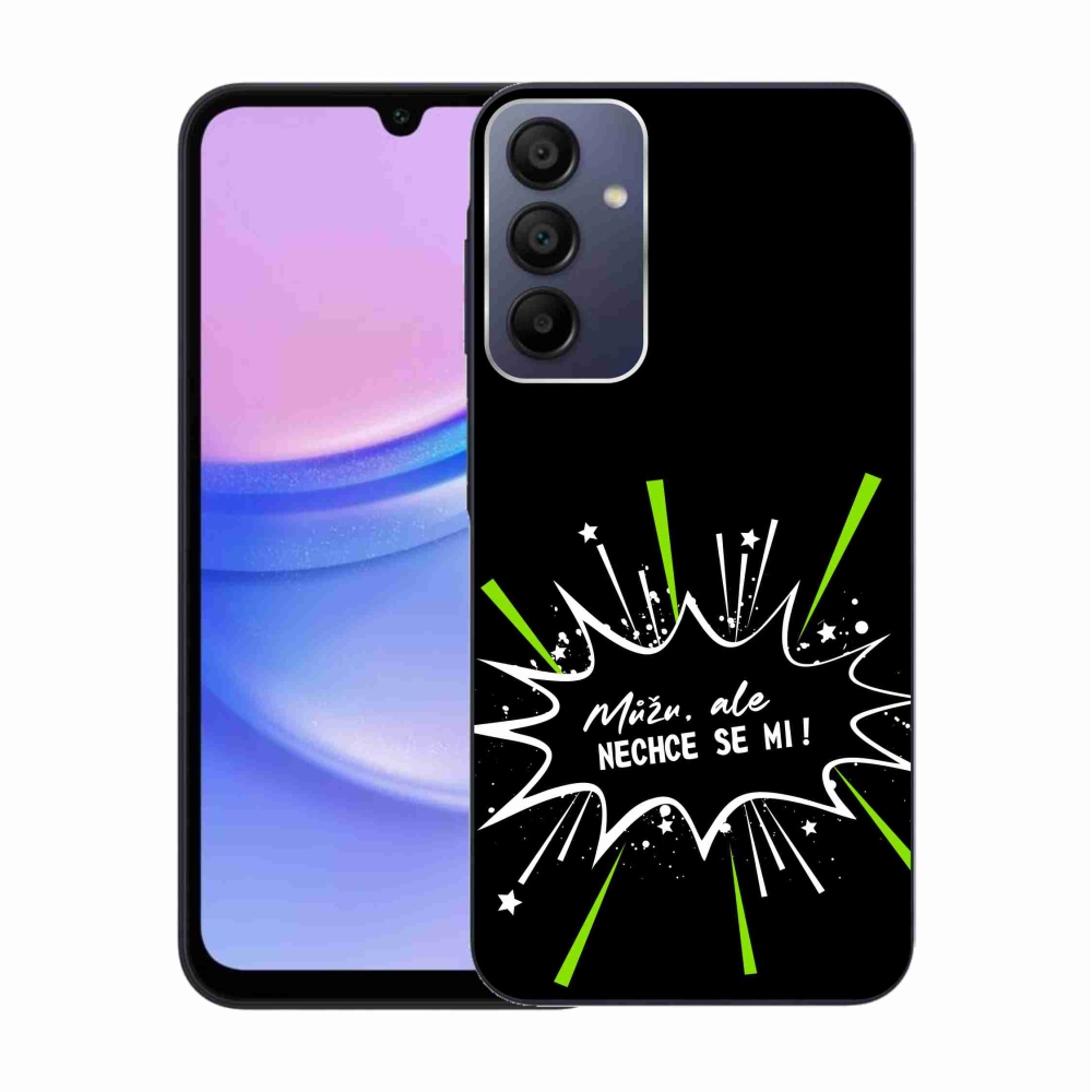 Gelový kryt mmCase na Samsung Galaxy A15 4G/5G - vtipný text 11 černé pozadí