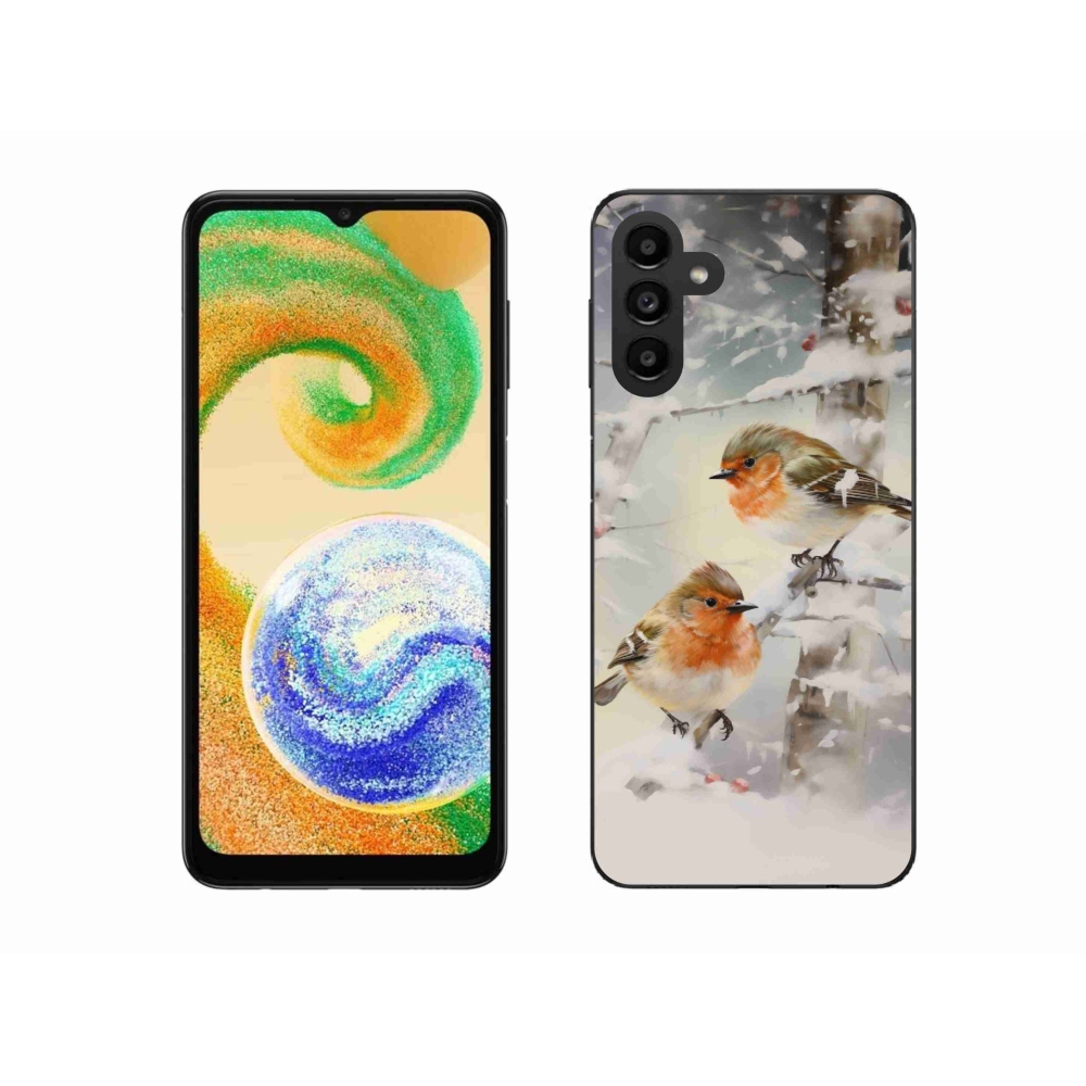Gelový kryt mmCase na Samsung Galaxy A04s (164.7x76.7x9.1mm) - ptáčci v zimě