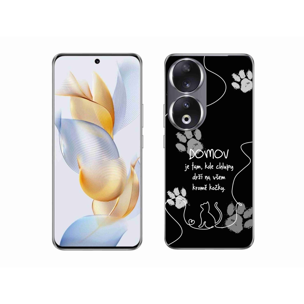 Gelový kryt mmCase na Honor 90 - kočičí motiv černé pozadí