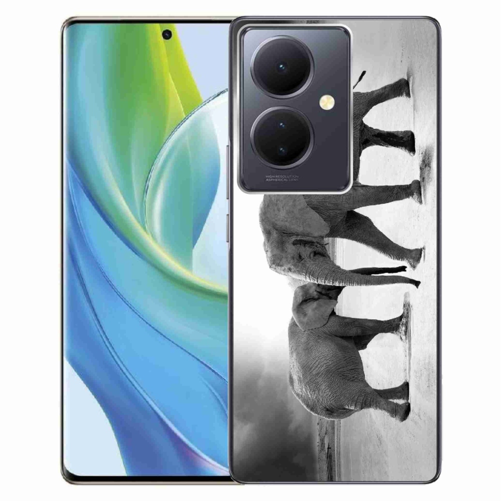 Gelový kryt mmCase na Vivo V29 Lite 5G - černobílí sloni