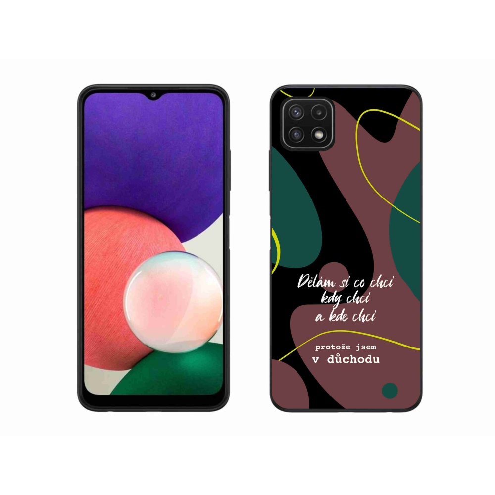Gelový kryt mmCase na Samsung Galaxy A22 5G - vtipný text 10 černé pozadí