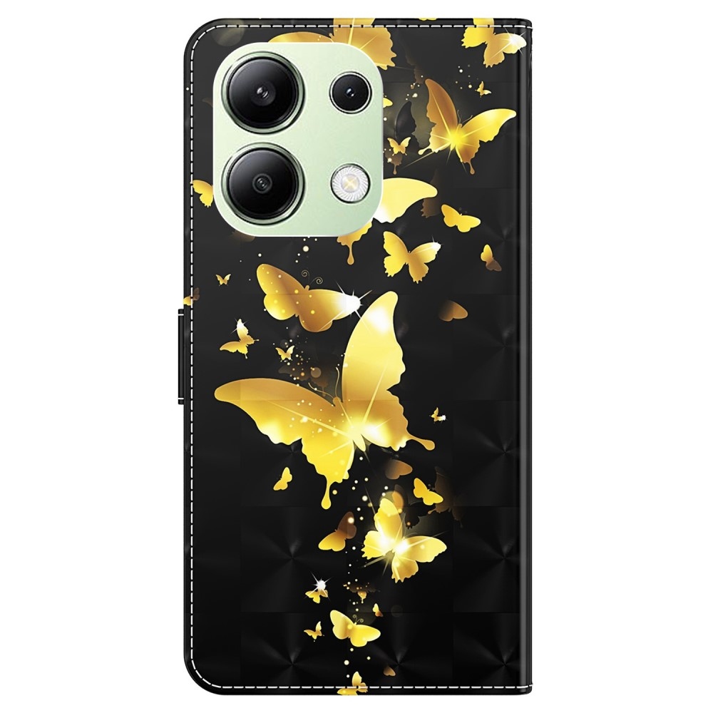 Print knížkové pouzdro na Xiaomi Redmi Note 13 - zlatí motýli