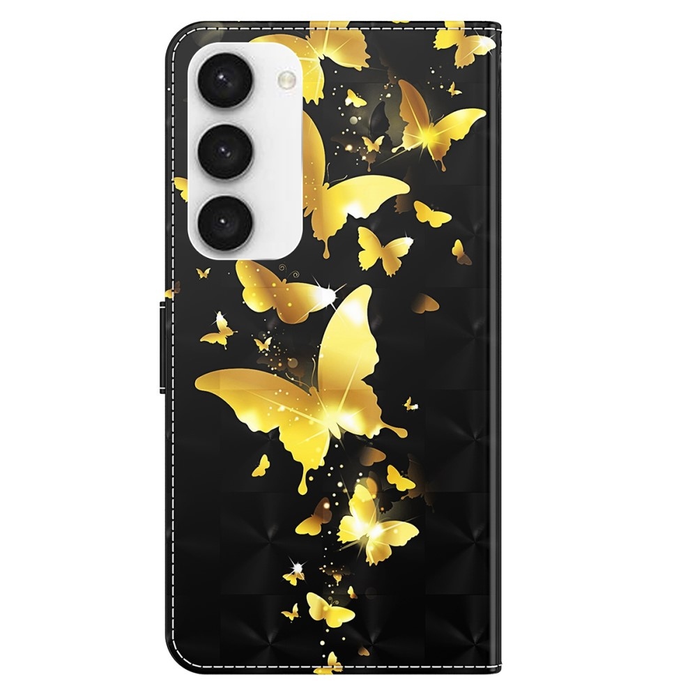 Print knížkové pouzdro na Samsung Galaxy S24 - zlatí motýli