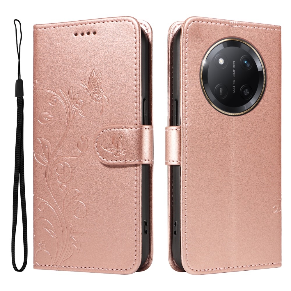 Flowers knížkové pouzdro na Honor Magic 7 Lite 5G - růžovozlaté