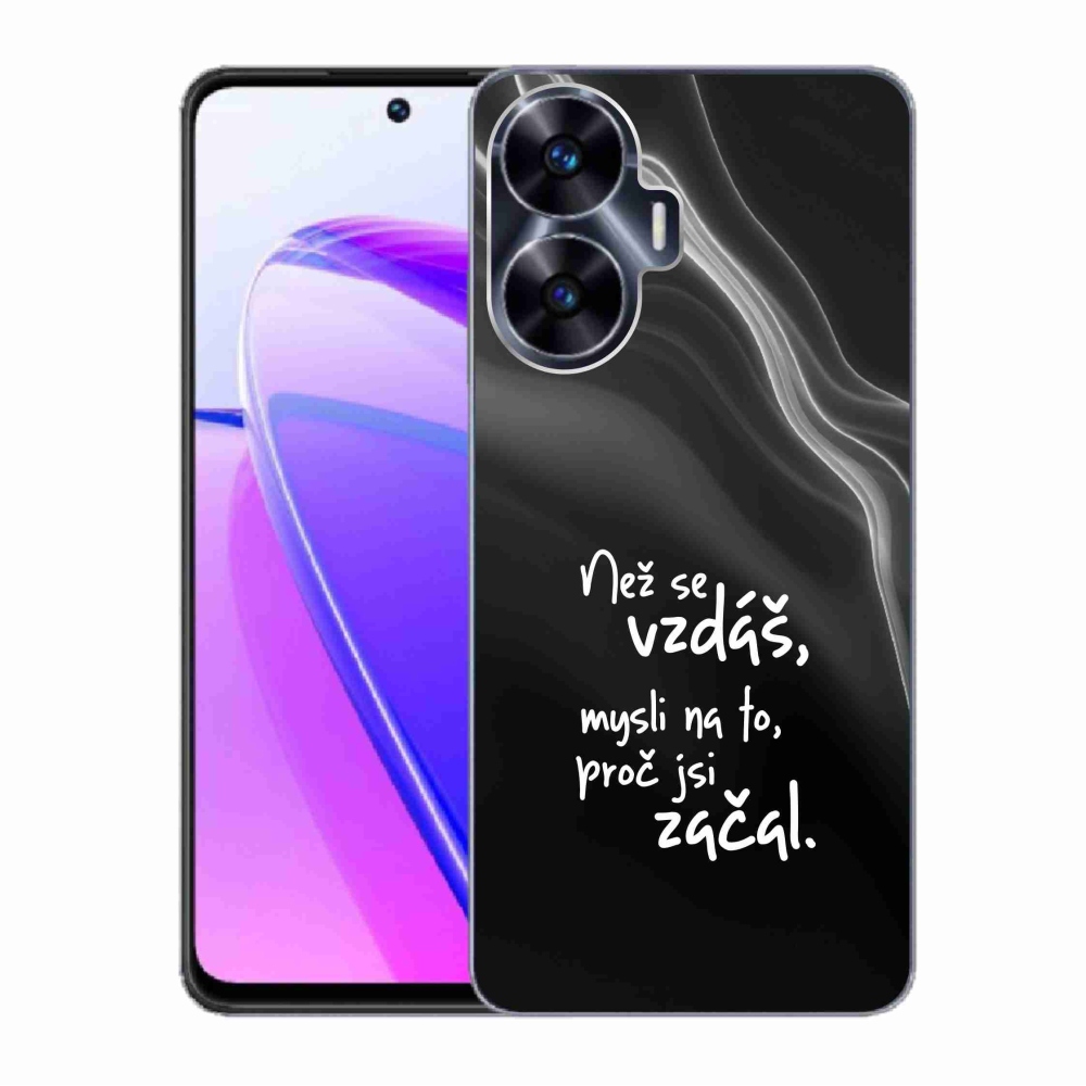 Gelový kryt mmCase na Realme C55 - citát 2 černé pozadí