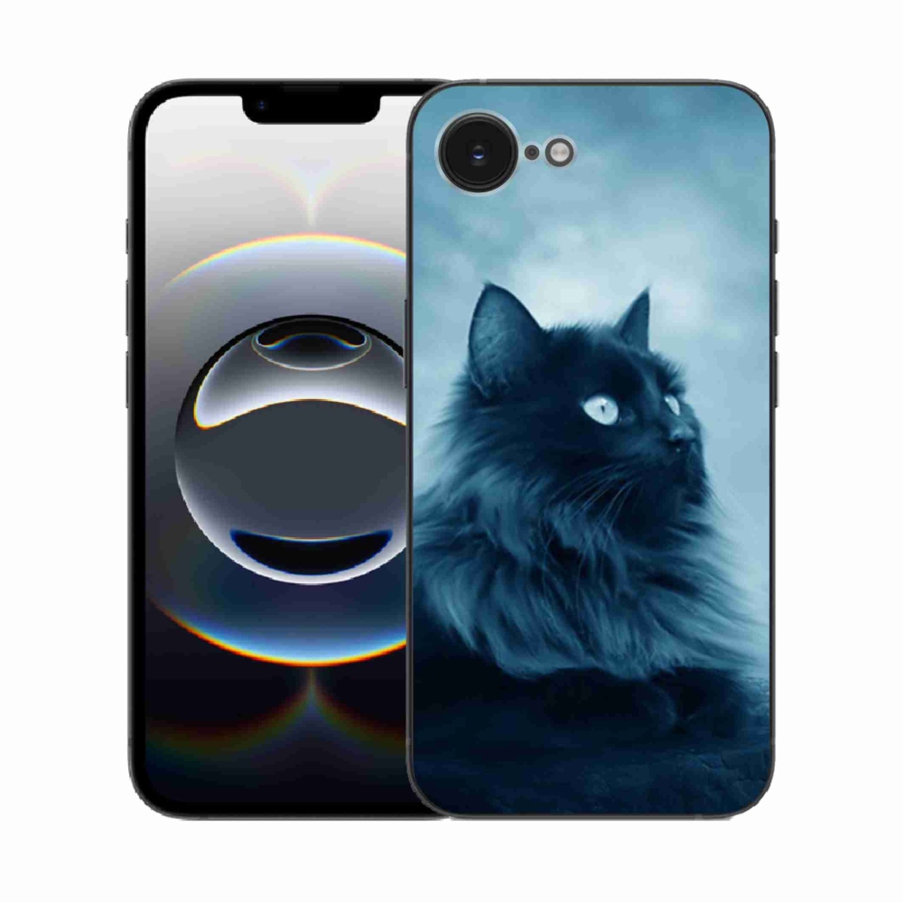 Gelový kryt mmCase na iPhone 16e - černá kočka 1